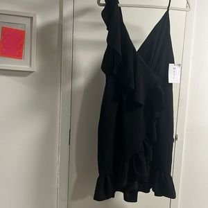 Black ruffle cocktail dress